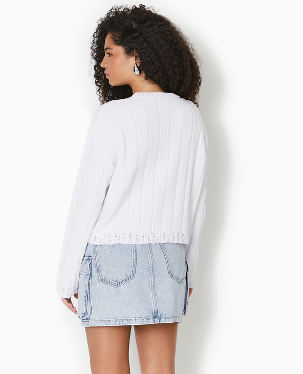 Pull en maille torsadée et déjaugée blanc - Pimkie