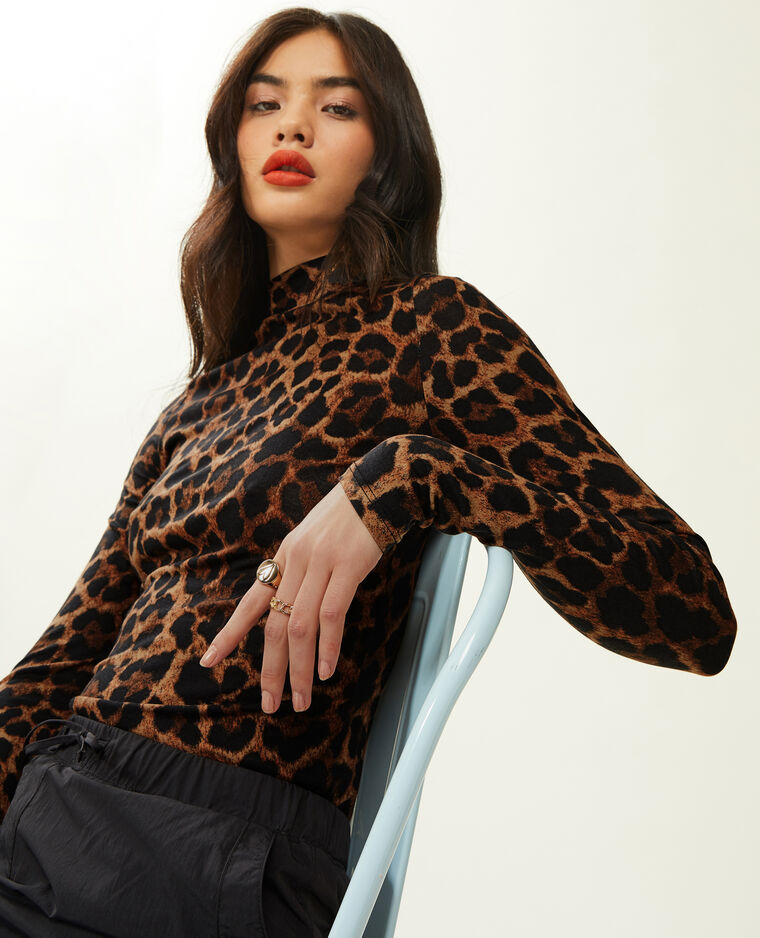 Top manches longues col montant camel - Pimkie