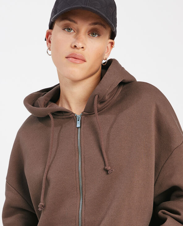 Sweat zippé avec capuche marron - Pimkie