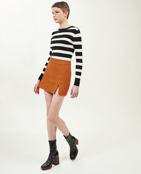 Jupe-short en tweed orange - Pimkie