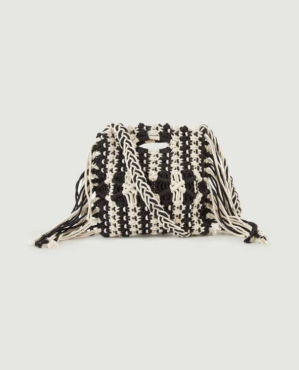 Sac besace crochet et franges noir - Pimkie
