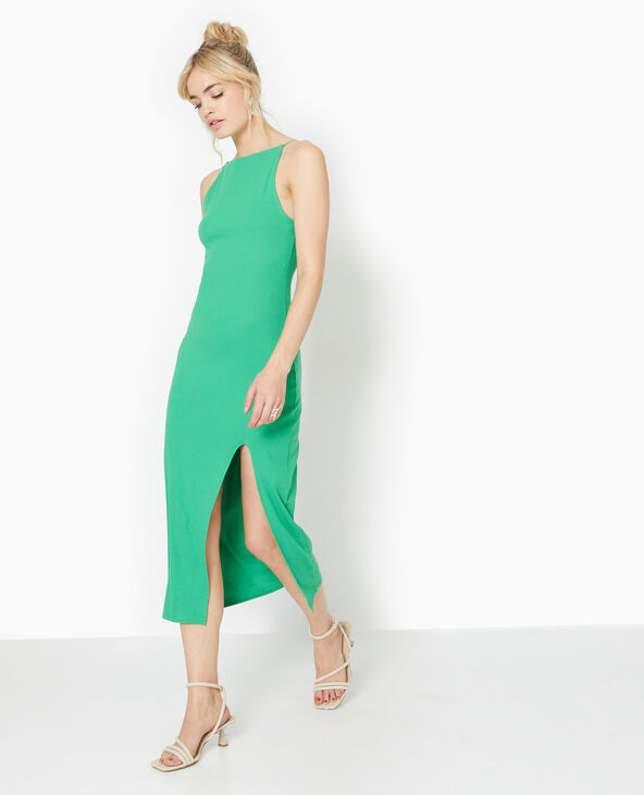 Robe longue encolure américaine vert - Pimkie