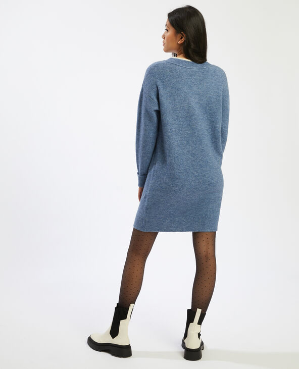 Robe pull à col V bleu - Pimkie