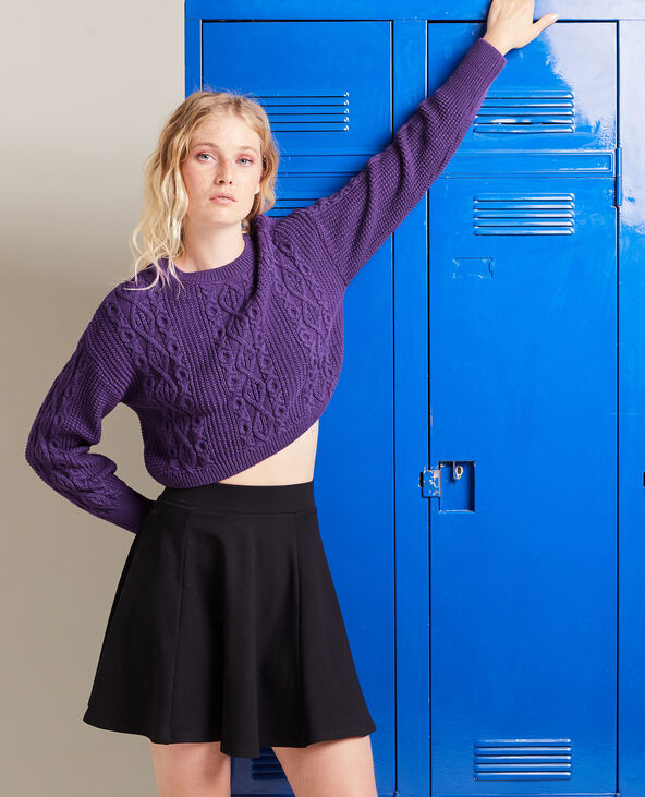 Pull cropped en maille fantaisie violet - Pimkie