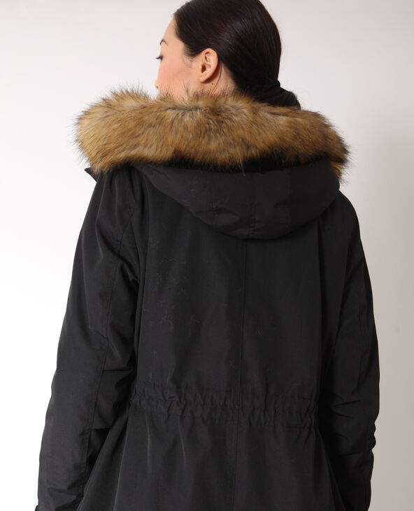 Parka longue avec fausse fourrure noir - Pimkie