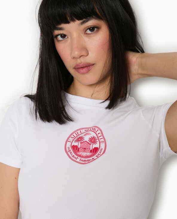 T-shirt ajusté avec print blanc - Pimkie
