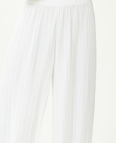 Pantalon large maille plissée blanc - Pimkie