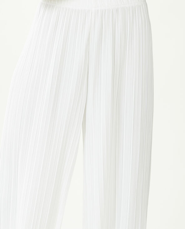 Pantalon large maille plissée blanc - Pimkie