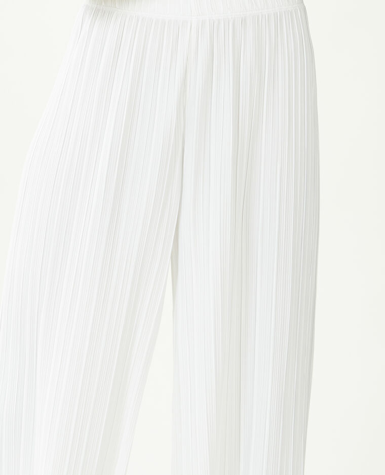 Pantalon large maille plissée blanc - Pimkie