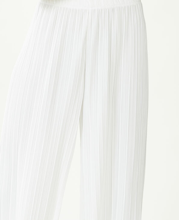 Pantalon large maille plissée blanc - Pimkie