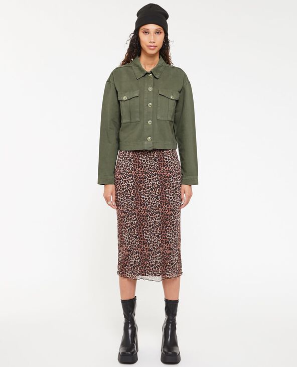 Veste courte avec boutons métalliques vert kaki - Pimkie
