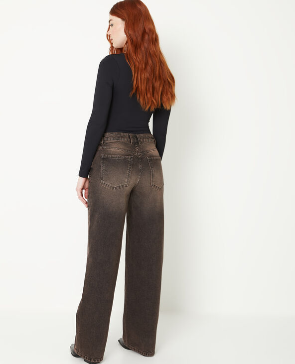 Jean wide taille haute effet dirty marron - Pimkie
