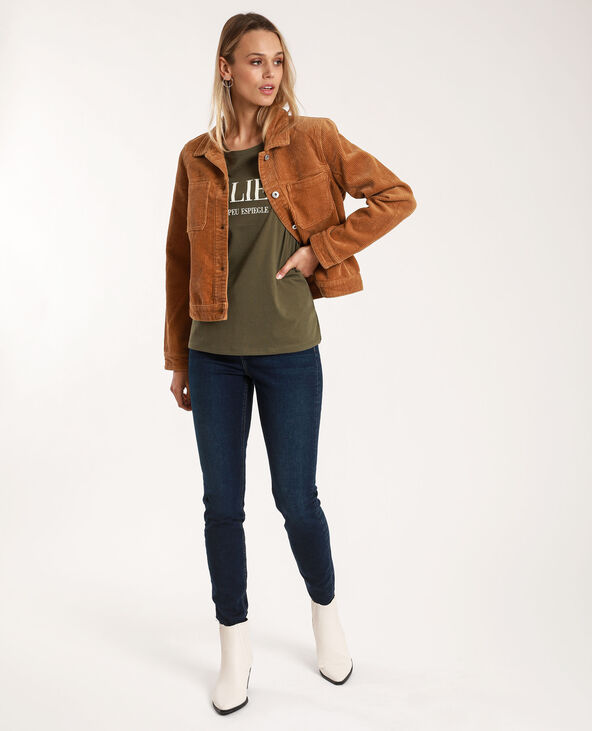 Veste en velours côtelé camel - Pimkie