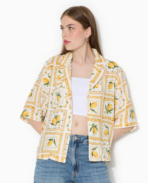 Chemise manches courtes motif citrons jaune - Pimkie