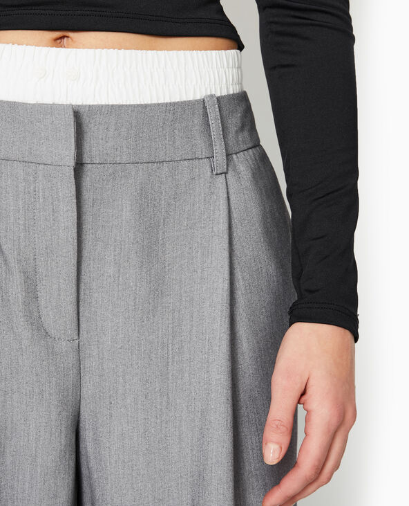 Pantalon large avec effet caleçon apparent gris - Pimkie