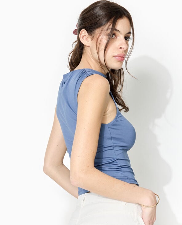 Top sans manches encolure drapée bleu - Pimkie