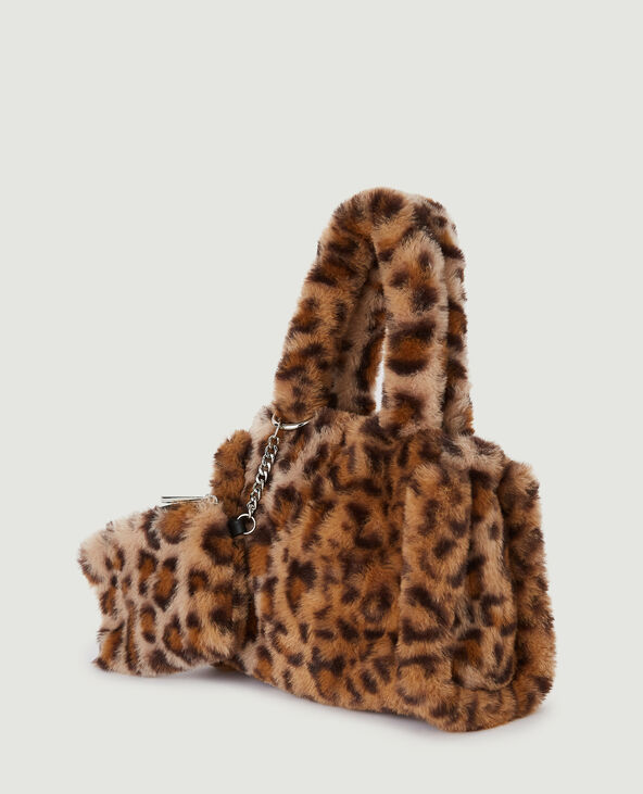 Mini sac effet fourrure léopard beige - Pimkie