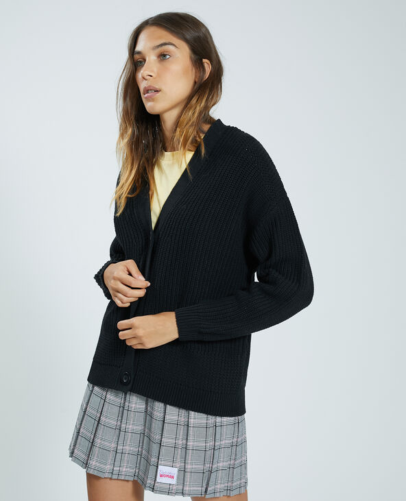 Gilet grosse maille noir - Pimkie