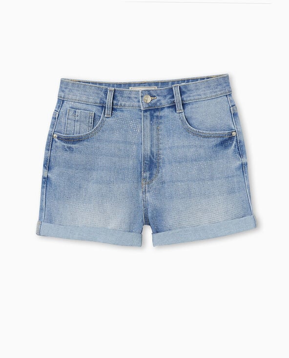 Short en jean avec paillettes bleu - Pimkie