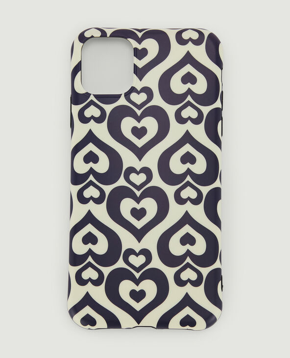 Coque iPhone "cœurs" blanc - Pimkie