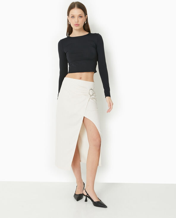 Jupe longue façon portefeuille avec boucle blanc - Pimkie