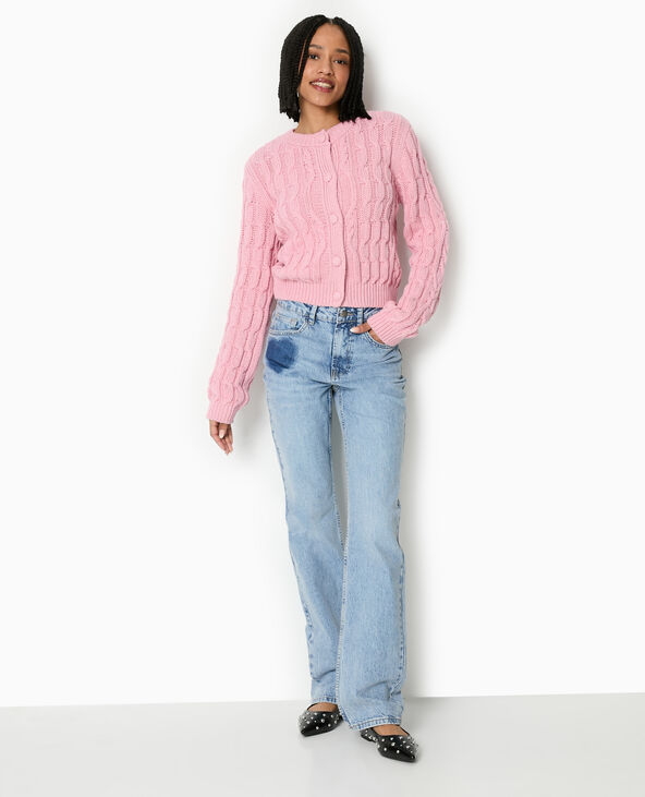 Gilet en maille torsadée rose - Pimkie