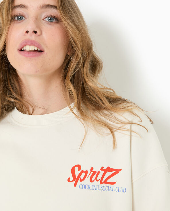 Sweat oversize avec print poitrine et dos blanc - Pimkie
