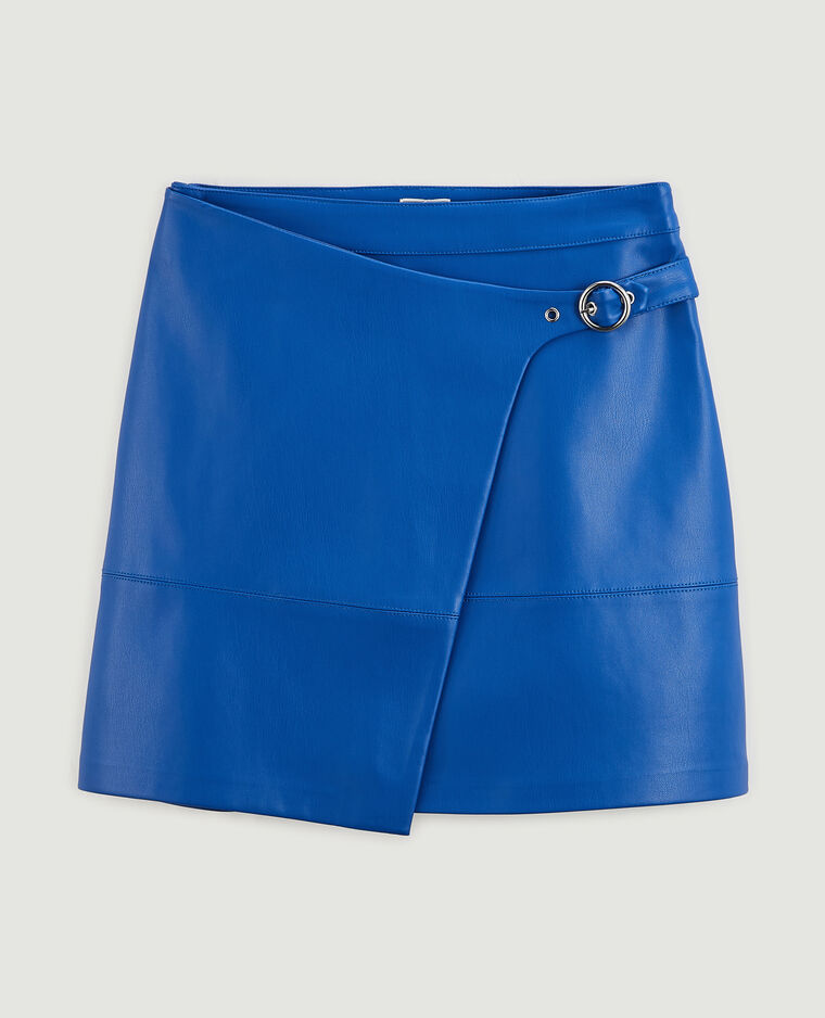 Jupe courte en simili bleu - Pimkie