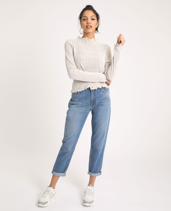 Crop top à manches longues blanc - Pimkie