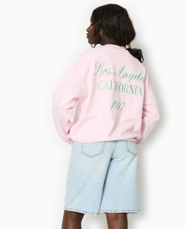 Sweat oversize avec broderies devant et dos rose clair - Pimkie