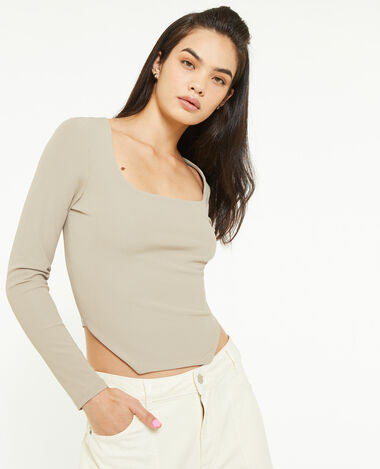 Top encolure carrée effet corset gris clair - Pimkie