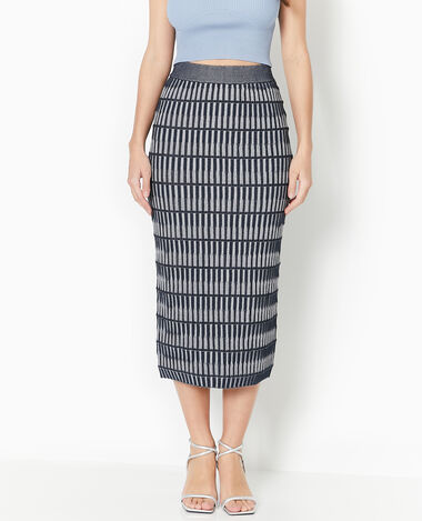 Jupe longue tube en maille fantaisie bleu - Pimkie