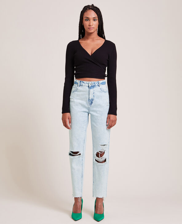 Jean mom trashé bleu clair - Pimkie