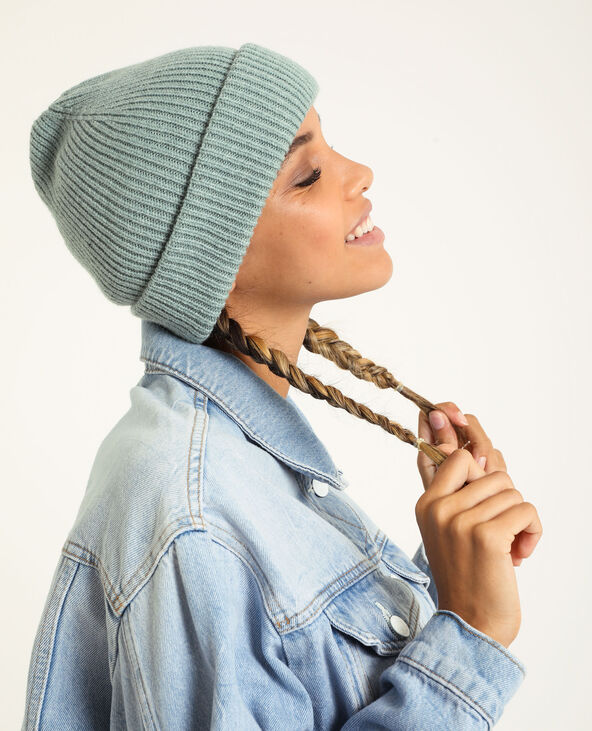 Bonnet avec revers vert clair - Pimkie