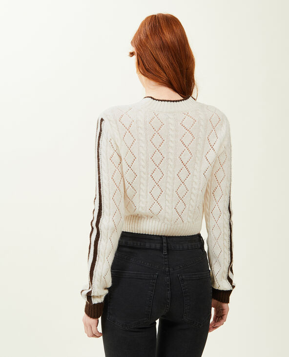 Pull maille fantaisie et ajourée blanc - Pimkie