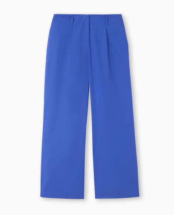 Pantalon en toile taille haute avec pinces bleu marine - Pimkie