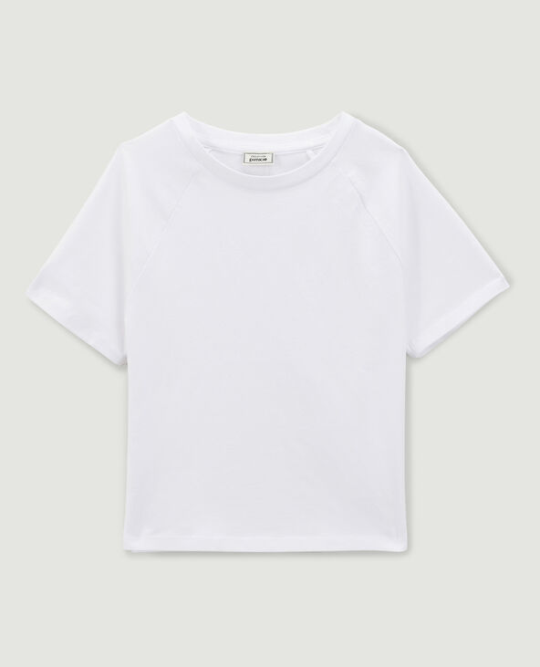 T-shirt cropped à manches courtes blanc - Pimkie