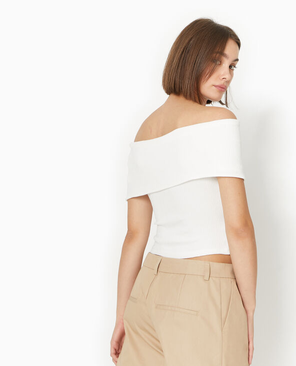 Top zippé avec encolure Bardot blanc - Pimkie
