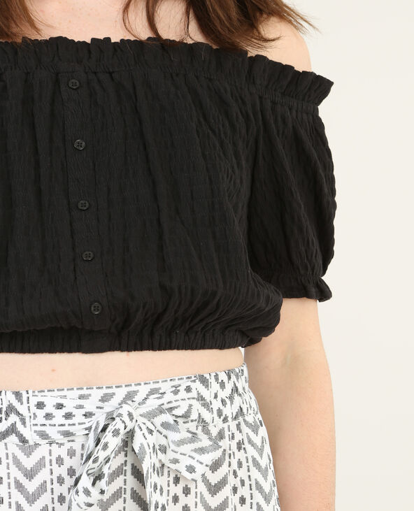 Cropped top froissé noir - Pimkie