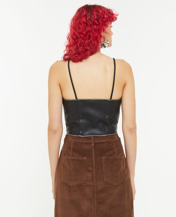 Brassière en simili cuir avec œillets métalliques noir - Pimkie