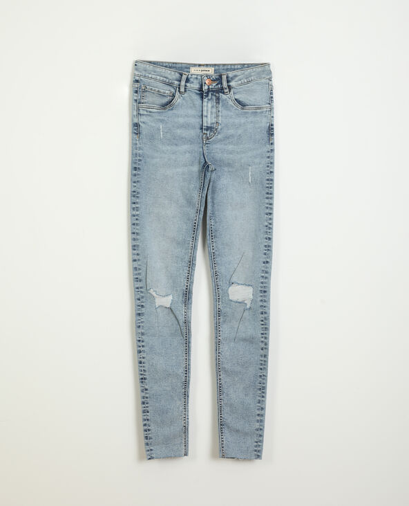 Jeans skinny trashé bleu clair - Pimkie