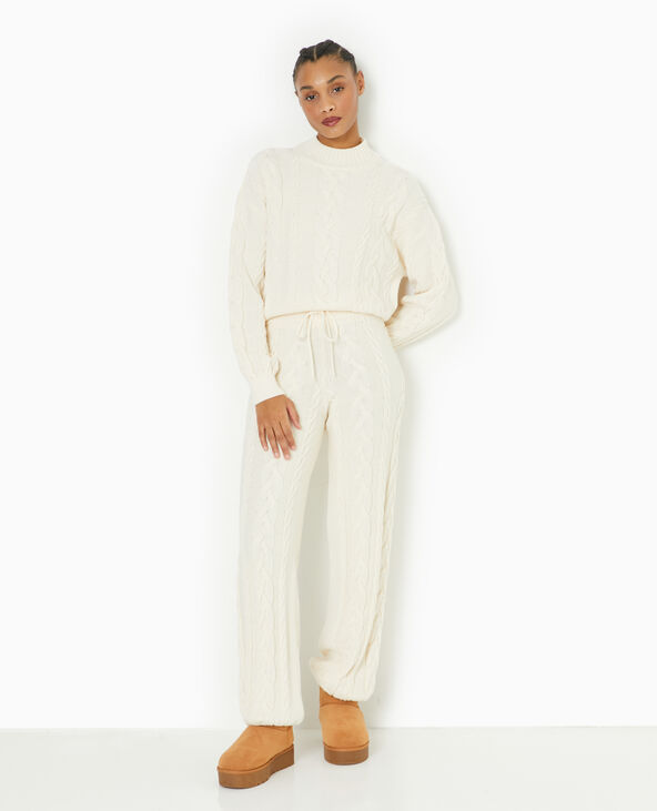 Pull en maille torsadée devant blanc - Pimkie