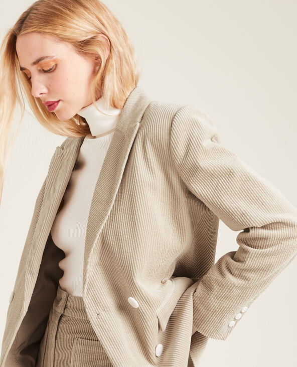 Veste velours femme beige best sale