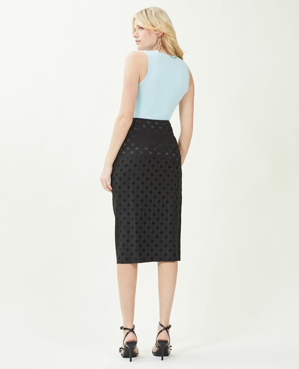 Jupe midi effet portefeuille noir - Pimkie