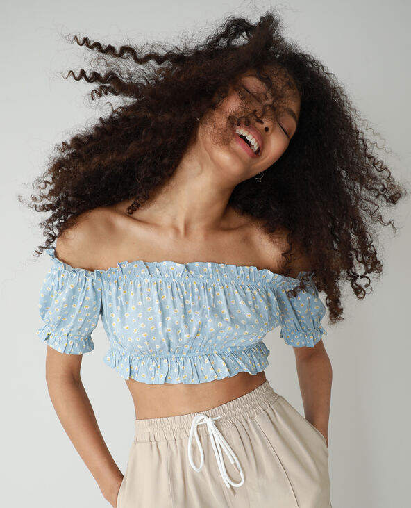 Crop top fleuri bleu - Pimkie