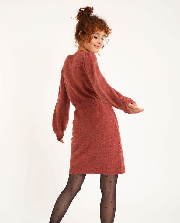 Robe pull avec ceinture vieux rose - Pimkie