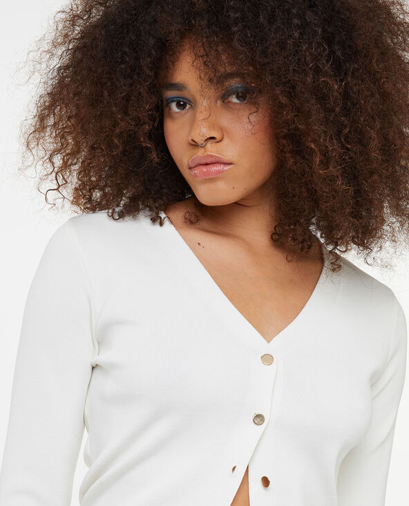 Gilet maille serrée avec boutons métalliques blanc - Pimkie