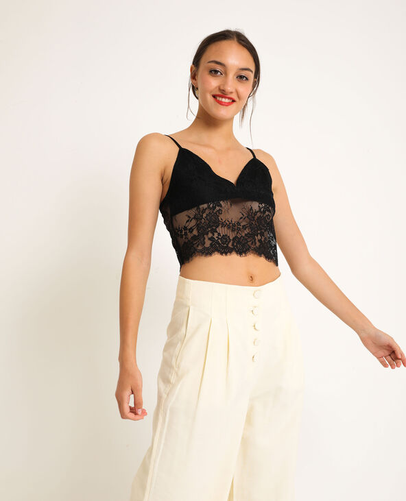 Top court en dentelle noir - Pimkie