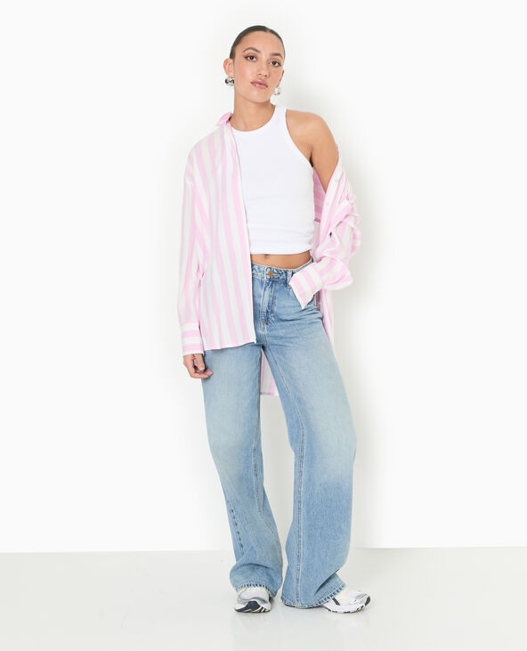 Chemise rayée oversize en tissu fluide rouge - Pimkie