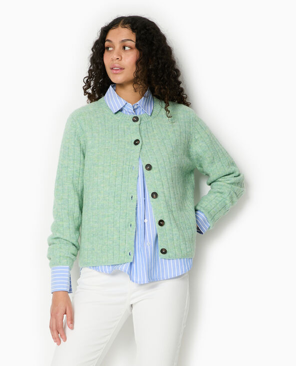 Gilet en maille côtes plates vert - Pimkie